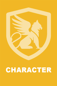 School logo & label Character on gold background